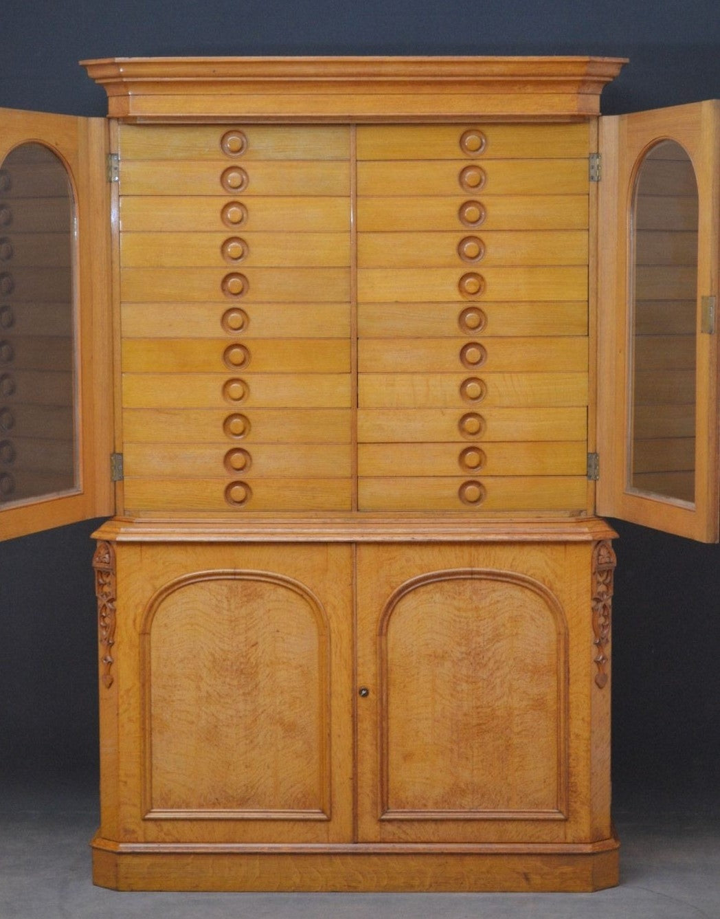 Unique Victorian Reformed Gothic Specimen Cabinet in Oak c1860