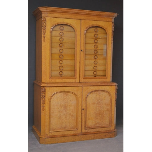 Unique Victorian Reformed Gothic Specimen Cabinet in Oak c1860