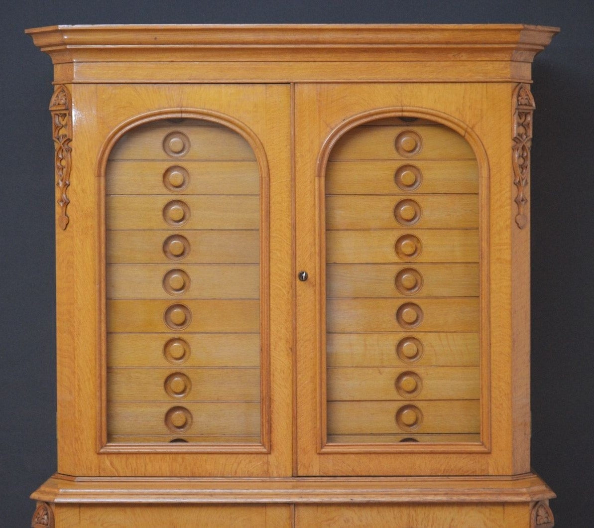 Unique Victorian Reformed Gothic Specimen Cabinet in Oak c1860