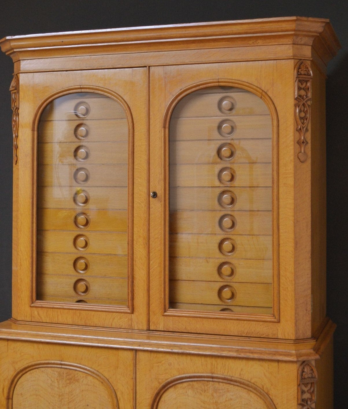 Unique Victorian Reformed Gothic Specimen Cabinet in Oak c1860