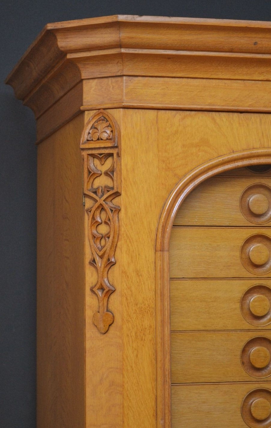 Unique Victorian Reformed Gothic Specimen Cabinet in Oak c1860