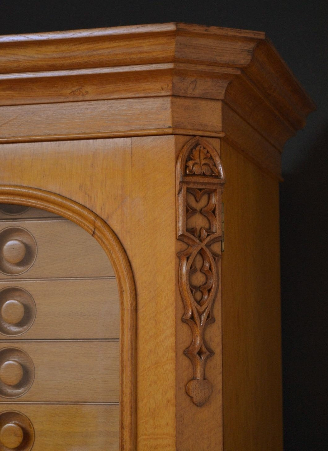 Unique Victorian Reformed Gothic Specimen Cabinet in Oak c1860