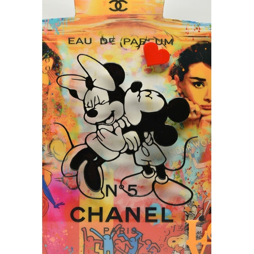 URI DUSHY ( 1963) Love Chanel ORIGINAL MIXED MEDIA ON ALUMINIUM
