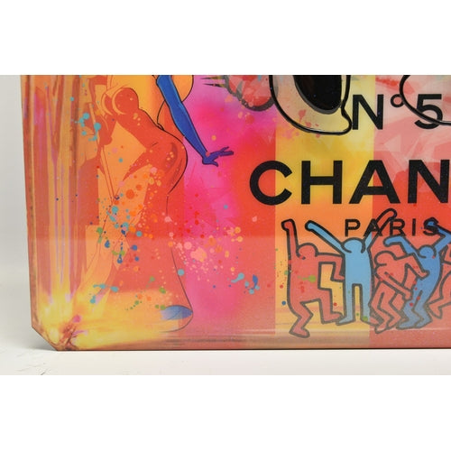 URI DUSHY ( 1963) Love Chanel ORIGINAL MIXED MEDIA ON ALUMINIUM