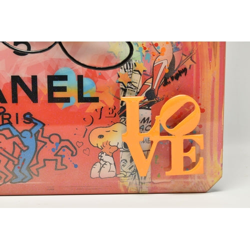 URI DUSHY ( 1963) Love Chanel ORIGINAL MIXED MEDIA ON ALUMINIUM