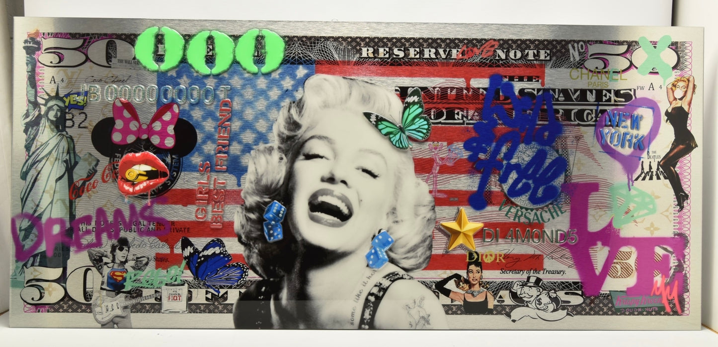MISS MASH (CONTEMPORARY) 'MONEY TALKS II' Marylin Monroe Signed Original