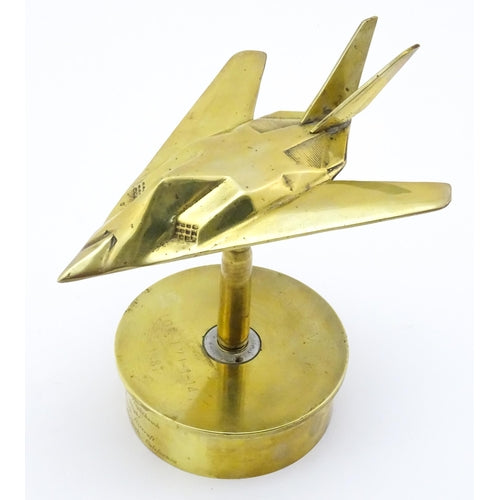 A Rare Brass Trench Art-Style Model of a Lockheed F-1117 Nighthawk 'Stealth Fighter'