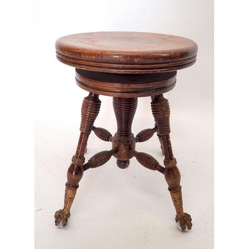 19th Century Solid Mahogany Piano Stool