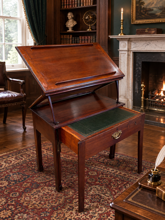 Rare Antique Georgian Mahogany Metamorphic Architects Desk / Rent Table c1830
