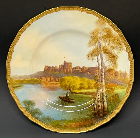 Royal Worcester Hand Painted Cabinet Plate Windsor Castle Signed Ayrton c1929
