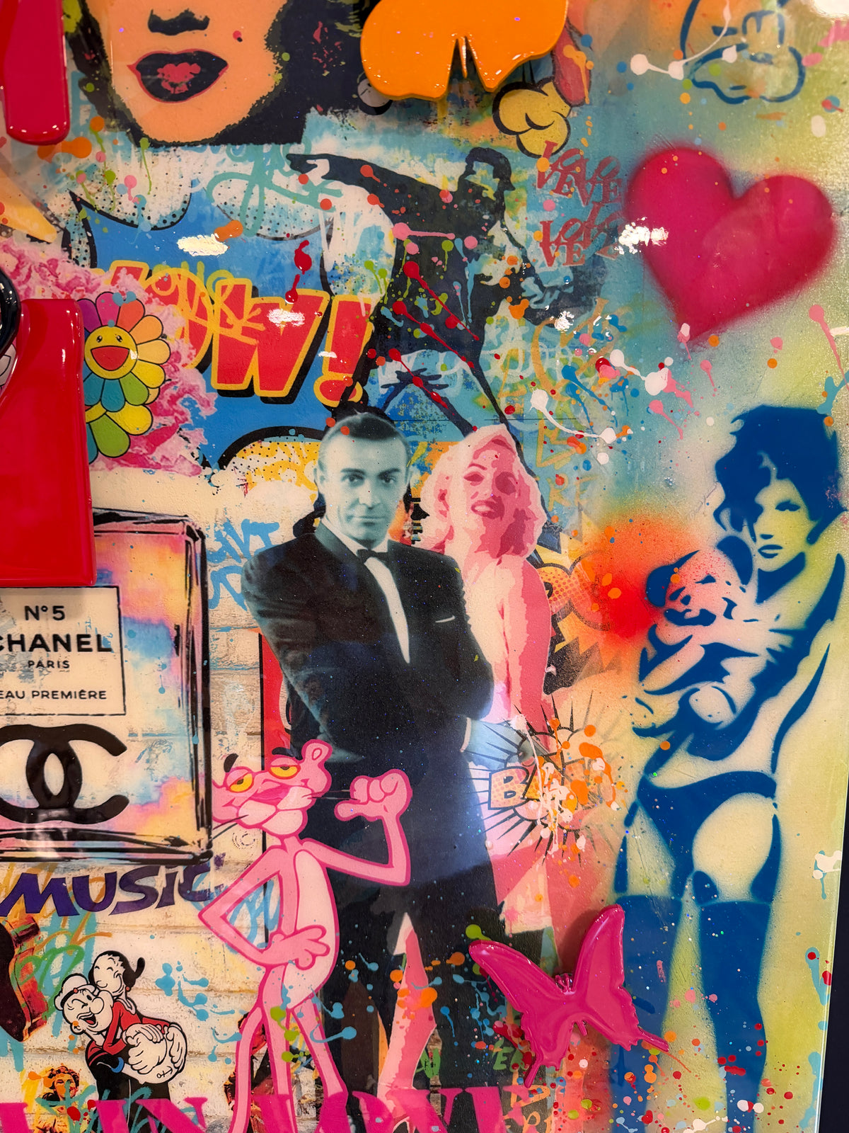 Uri Dushy Signed Large Original Mixed Media Painting FOLLOW YOUR HEART FOR LOVE
