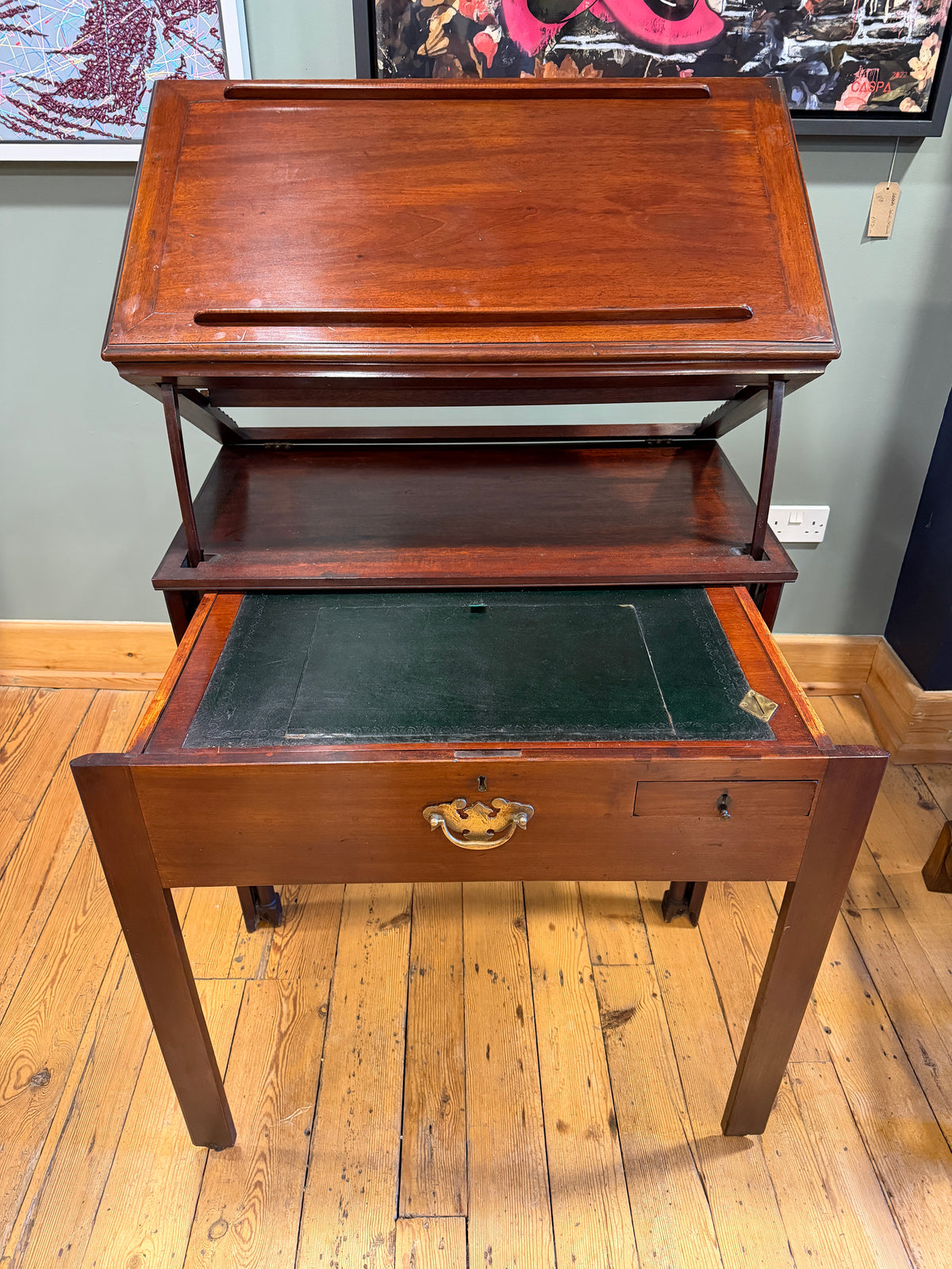 Rare Antique Georgian Mahogany Metamorphic Architects Desk / Rent Table c1830