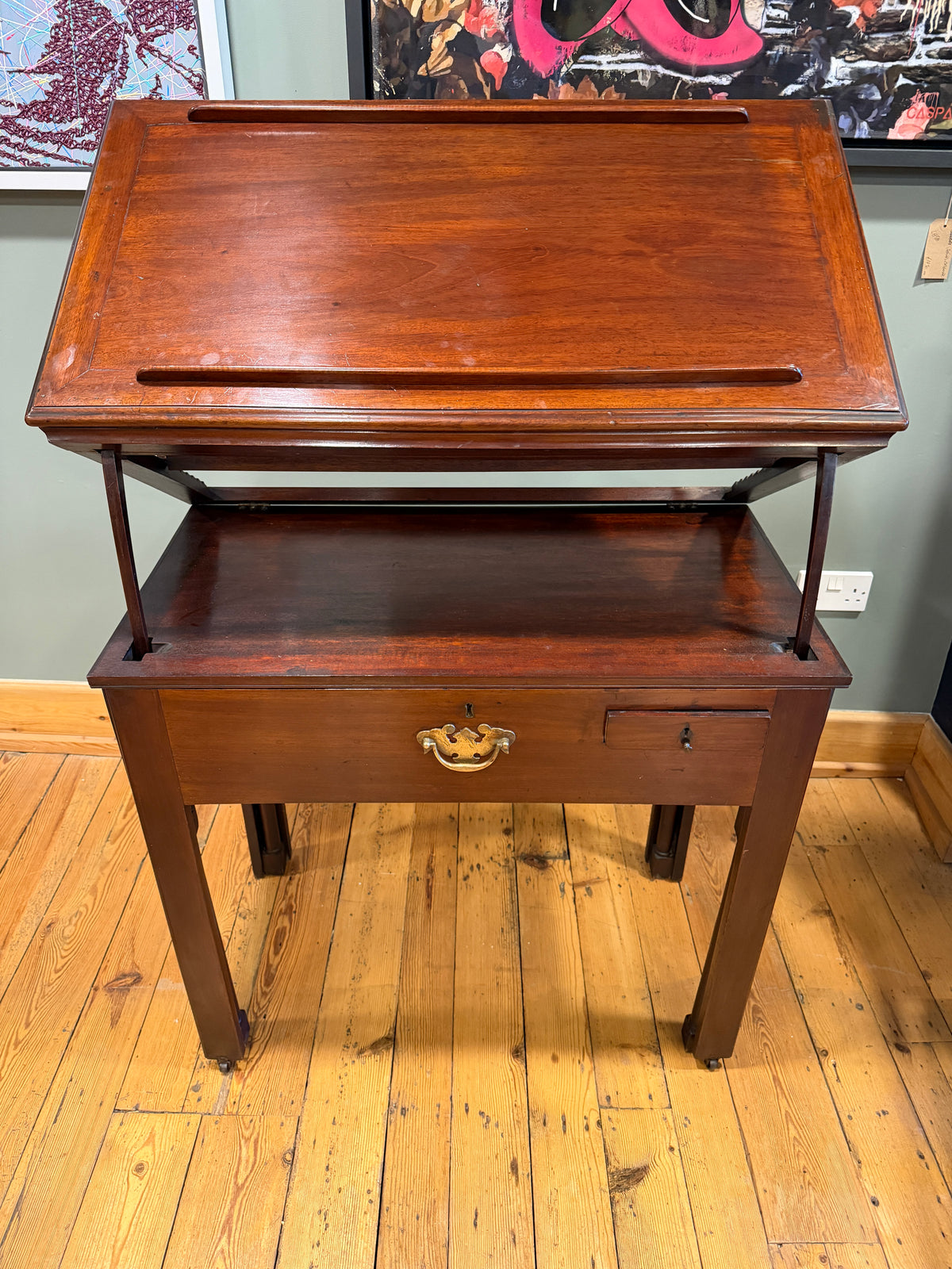 Rare Antique Georgian Mahogany Metamorphic Architects Desk / Rent Table c1830