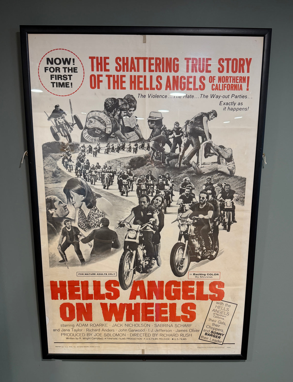 Rare Original Framed Movie Poster Hells Angels on Wheels 1967
