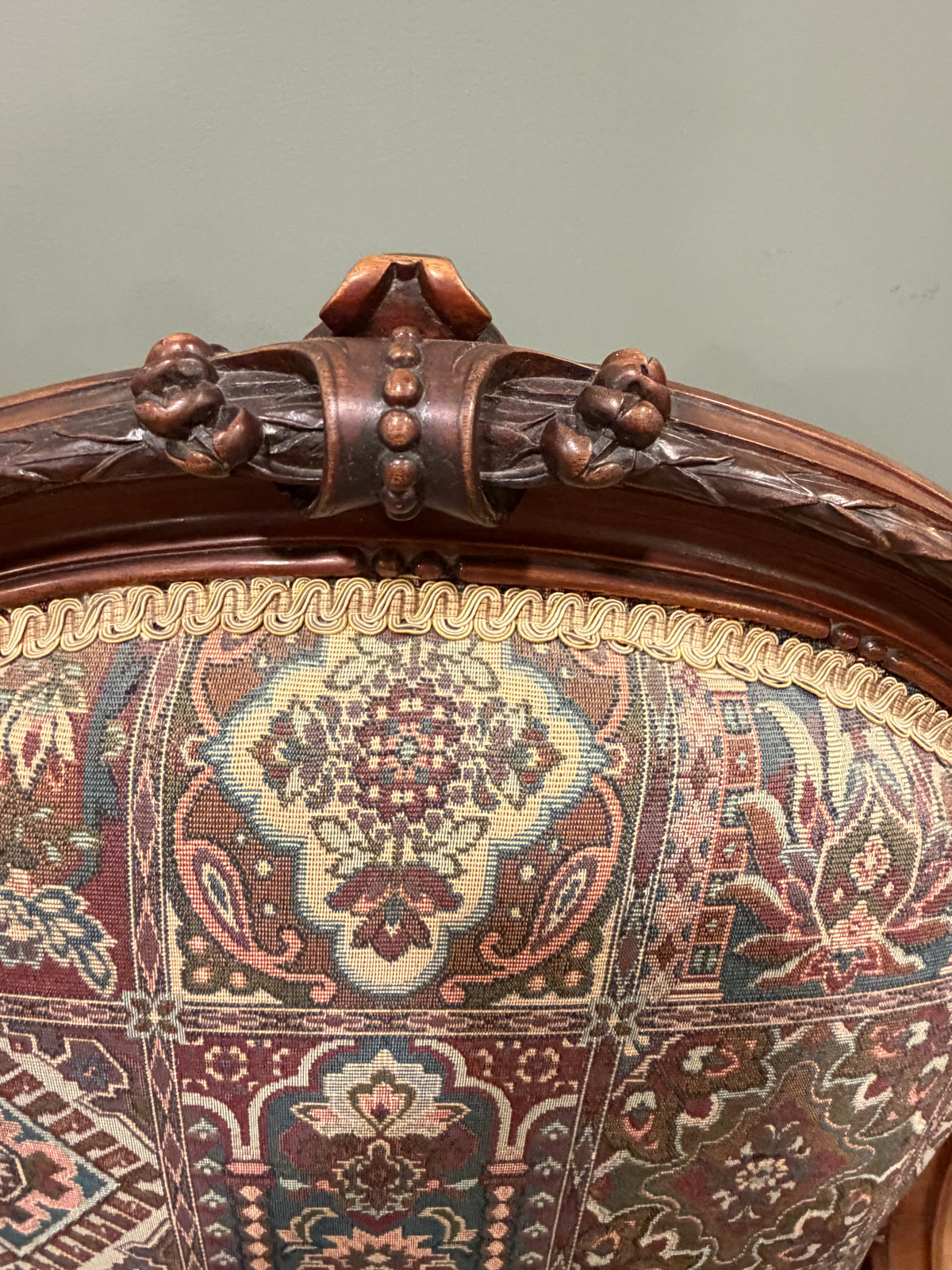Stunning Antique Victorian Carved Walnut Upholstered Armchair c1890