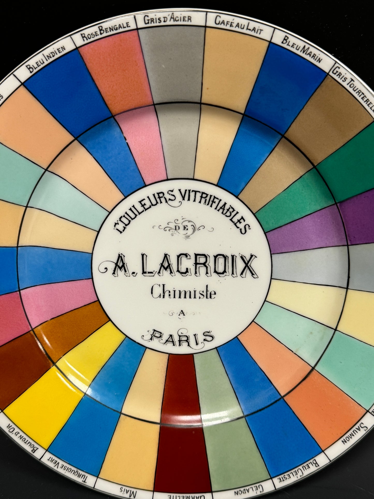 Rare Antique Porcelain Colour Chart Plate A Lacroix Paris Limoges c1880