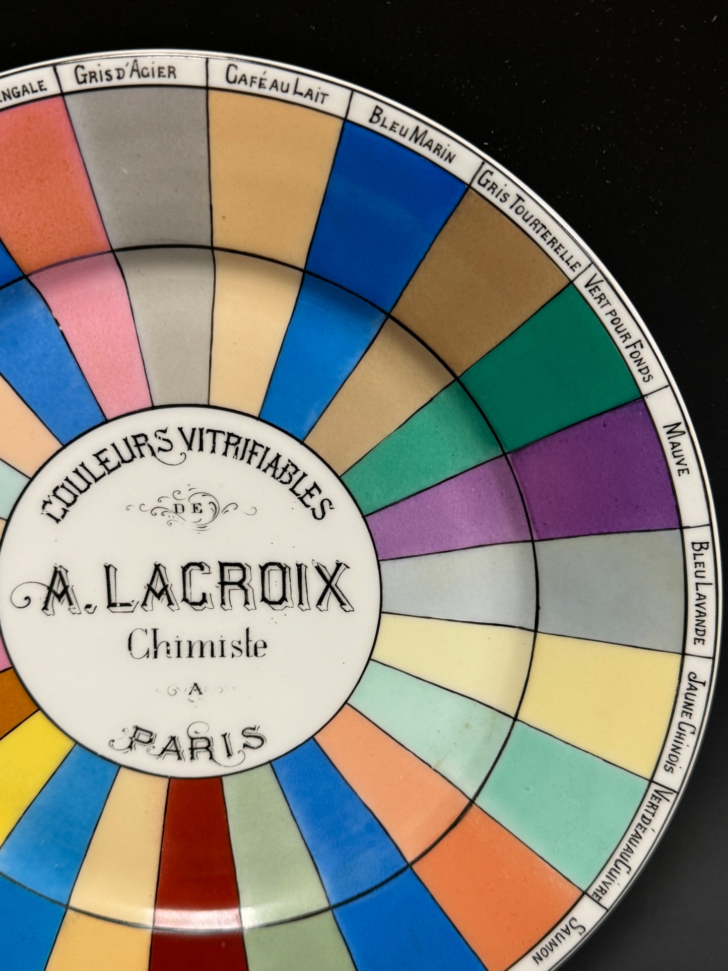 Rare Antique Porcelain Colour Chart Plate A Lacroix Paris Limoges c1880