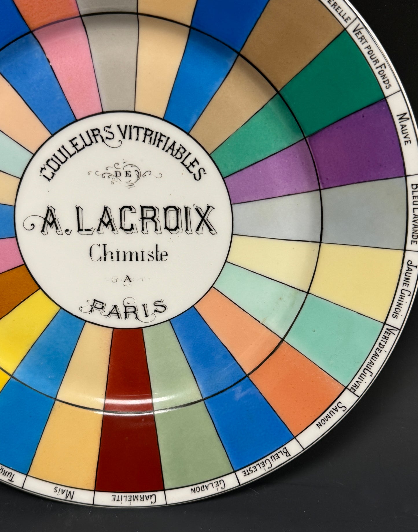 Rare Antique Porcelain Colour Chart Plate A Lacroix Paris Limoges c1880