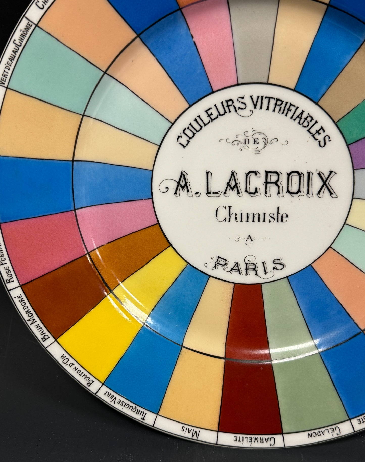 Rare Antique Porcelain Colour Chart Plate A Lacroix Paris Limoges c1880