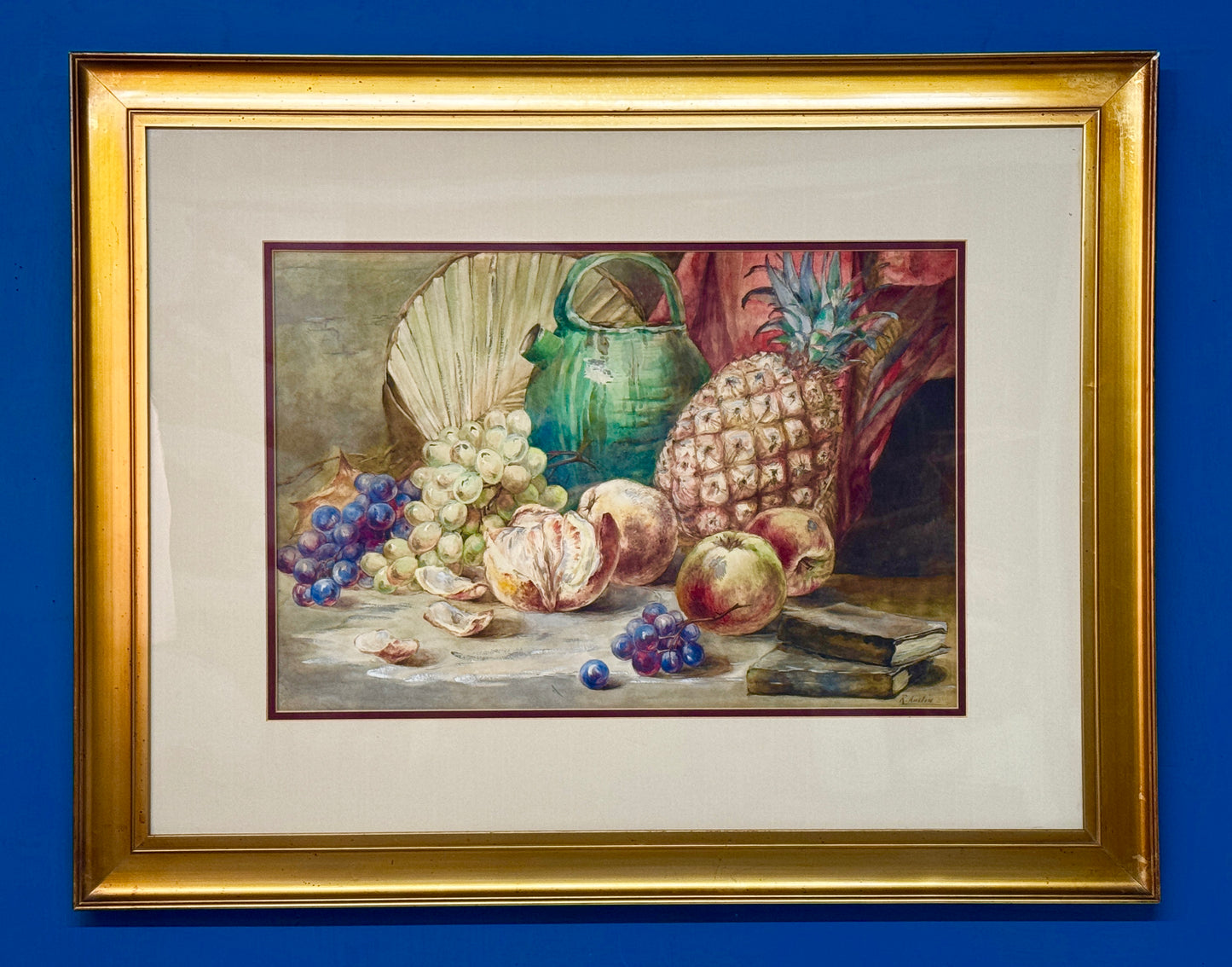 Still Life Fruit Watercolour Painting Signed Royal Worcester Artist R Austin
