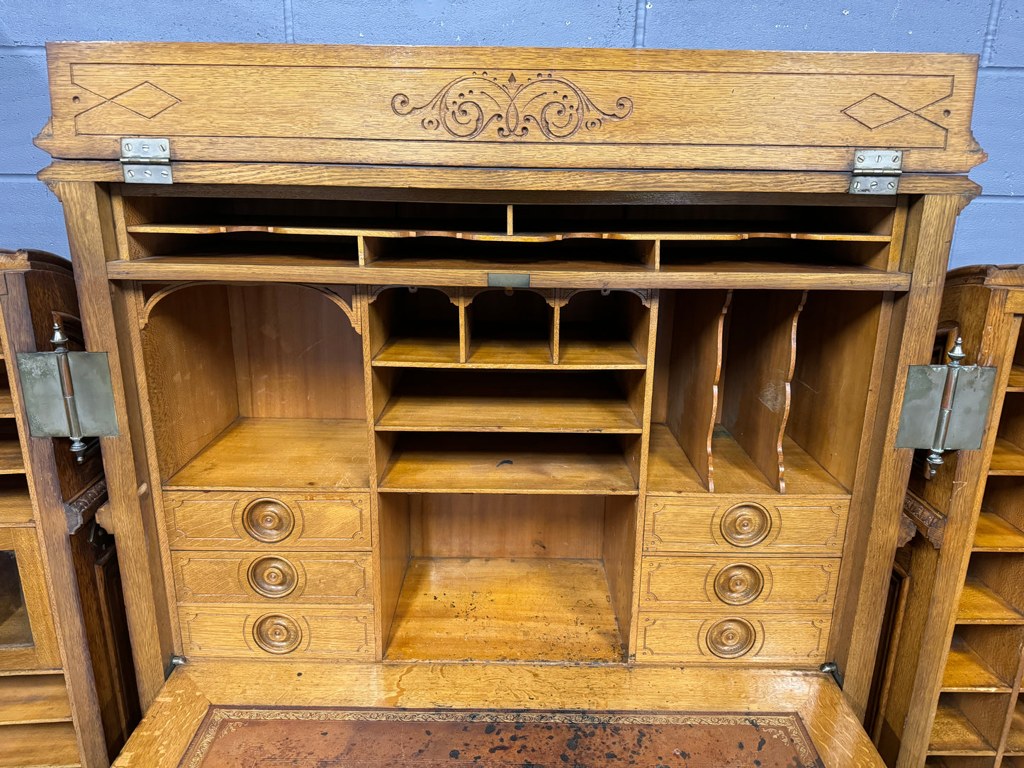 A Stunning Rare Antique Walnut Wooton Wells Fargo Fold Out Desk / Bureau c1880