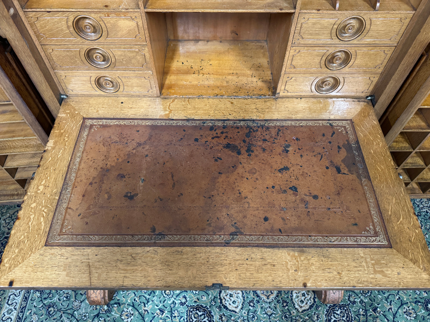 A Stunning Rare Antique Walnut Wooton Wells Fargo Fold Out Desk / Bureau c1880