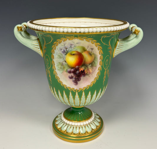 Stunning Royal Worcester Fruit Painted Twin Handled Vase Signed Sebright c1900