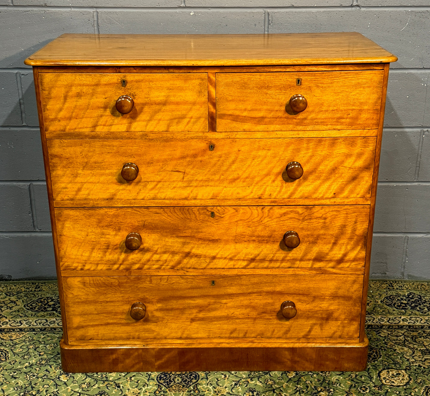 Superb Rare Antique Victorian Heal & Son Satin Walnut Chest of Drawers c1880