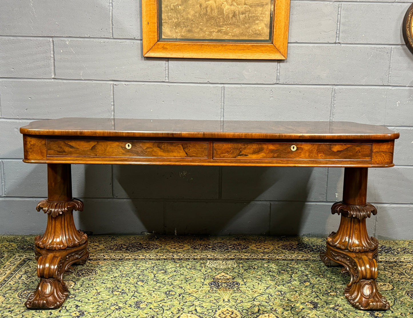 Superb Antique William IV Rosewood Library Table / Desk A Blain Liverpool c1840