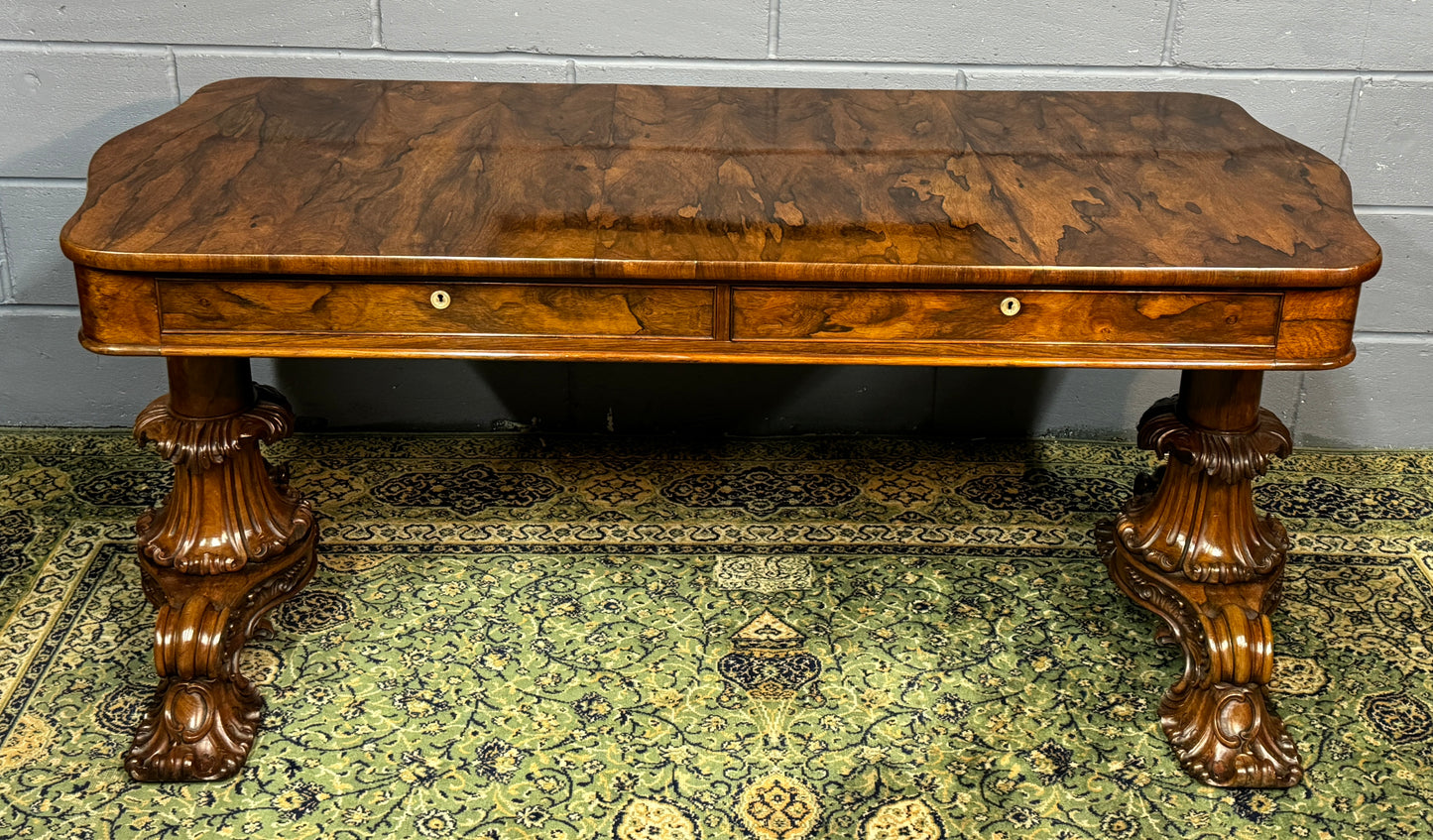 Superb Antique William IV Rosewood Library Table / Desk A Blain Liverpool c1840