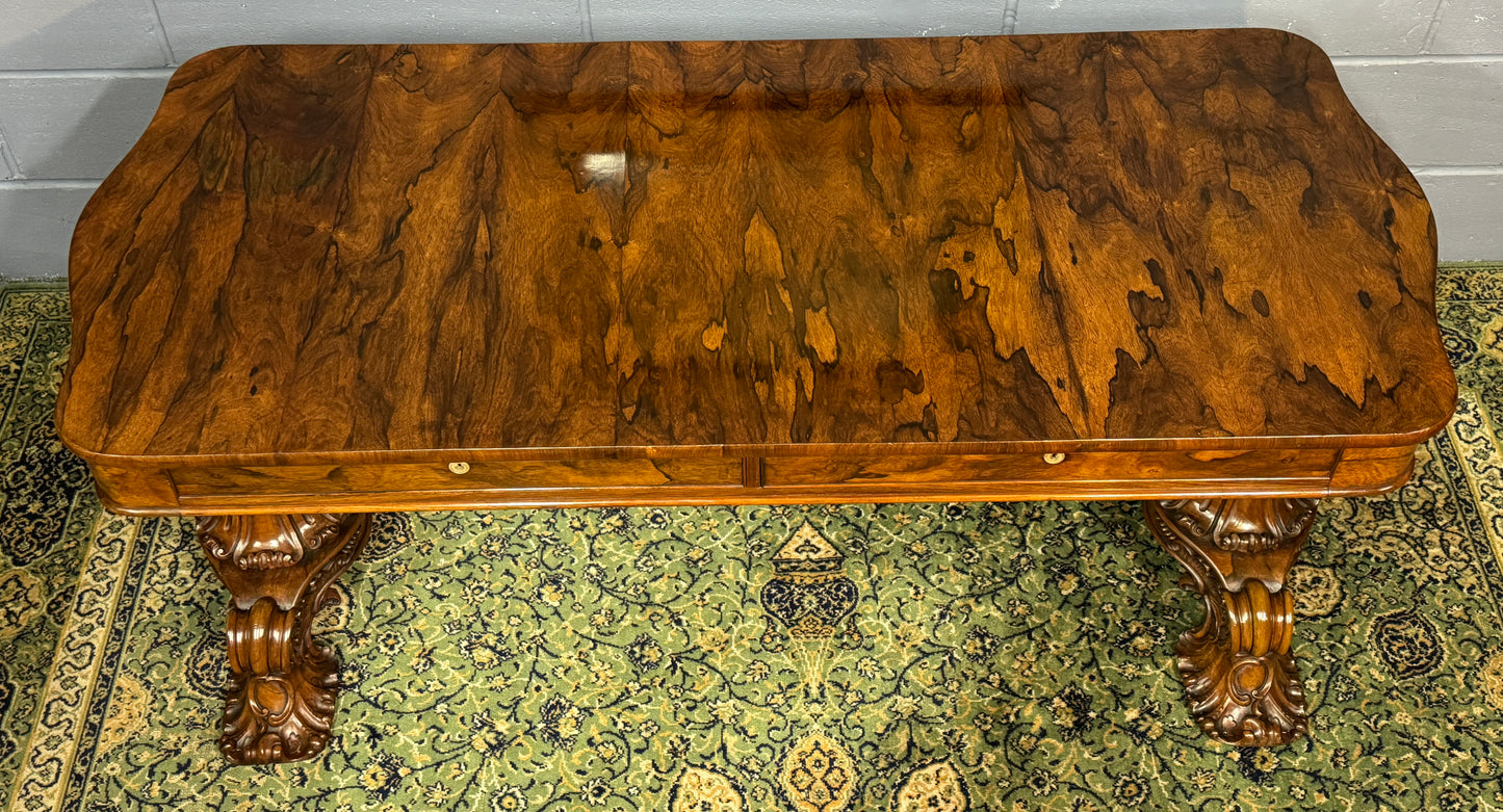 Superb Antique William IV Rosewood Library Table / Desk A Blain Liverpool c1840