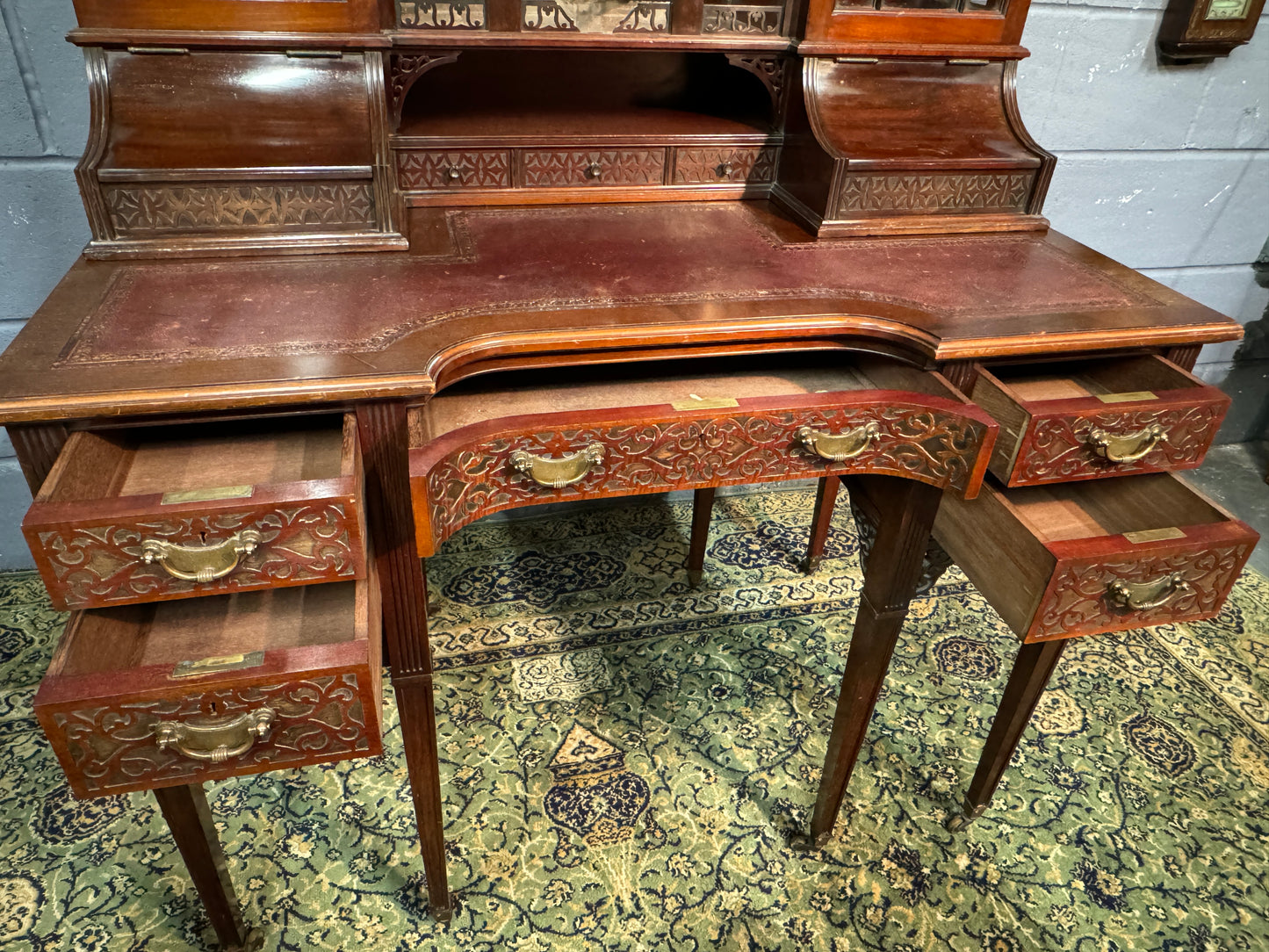 Superb Antique Victorian Edwards and Roberts Mahogany Desk c1895