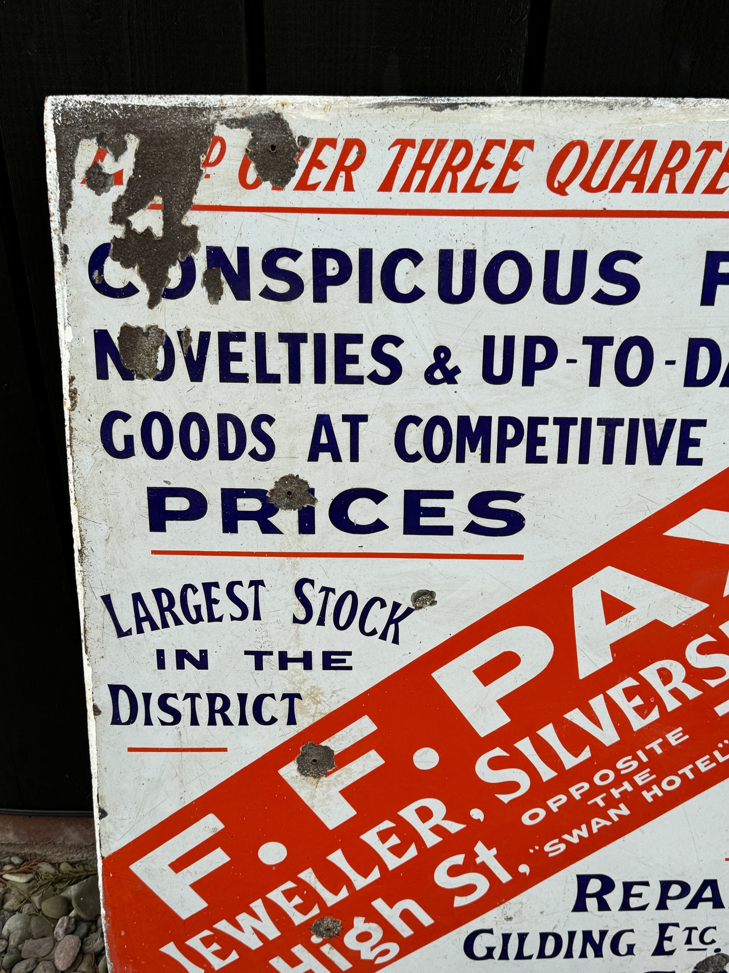 Superb Large Enamel Advertising Shop Display Sign F F Paxman Jeweller Tewkesbury