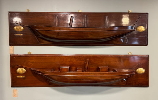Large Antique Mahogany Half Ships Hull of American Steam Yachts