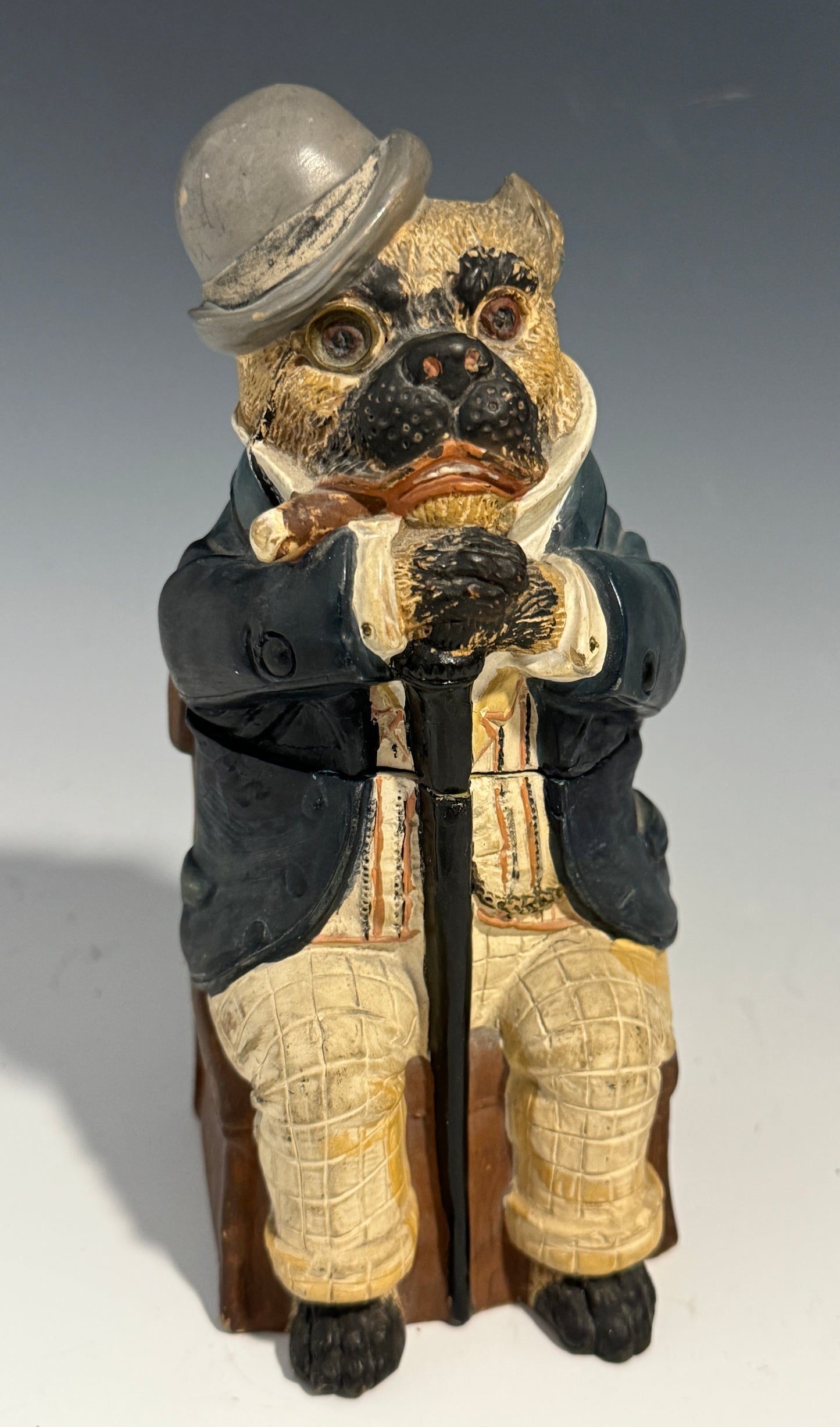 A Rare Johann Maresch Austrian Cold Painted Terracotta Bulldog Tobacco Jar
