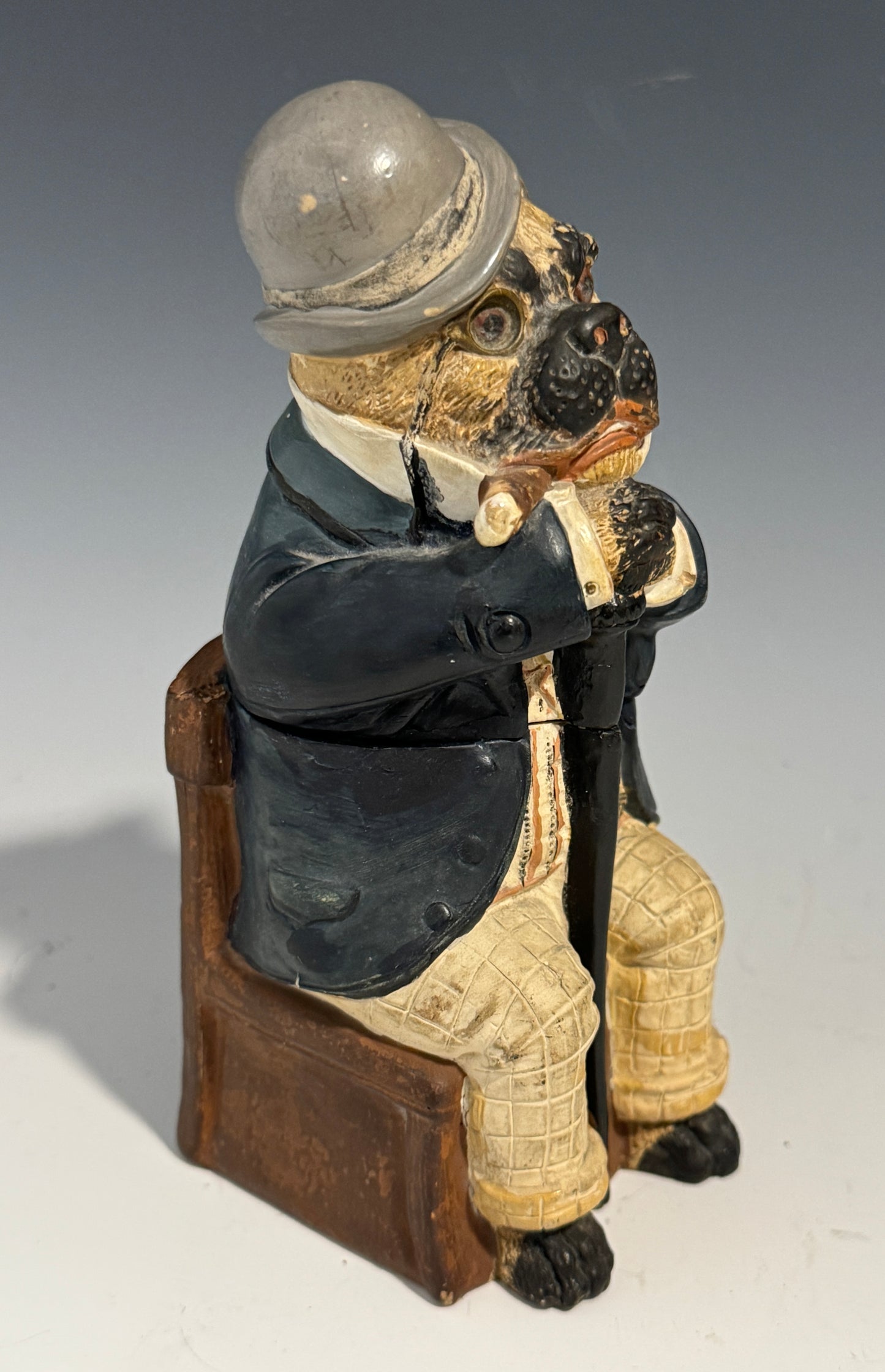 A Rare Johann Maresch Austrian Cold Painted Terracotta Bulldog Tobacco Jar