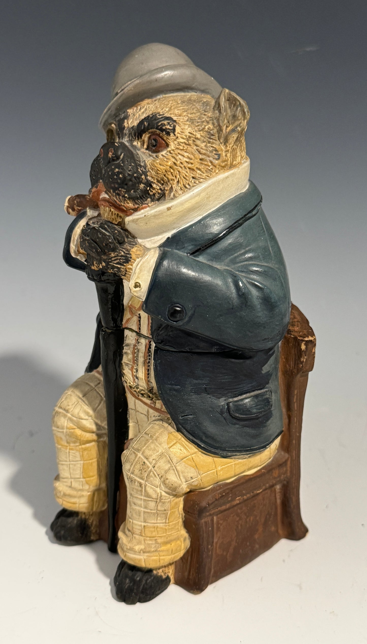 A Rare Johann Maresch Austrian Cold Painted Terracotta Bulldog Tobacco Jar