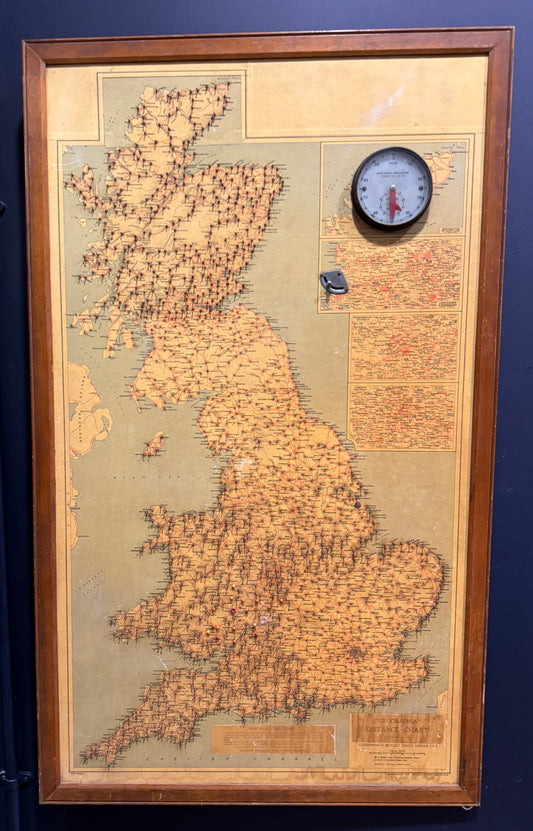 Very Rare Distance Clock Chart Geographia Mileage Map Hereford