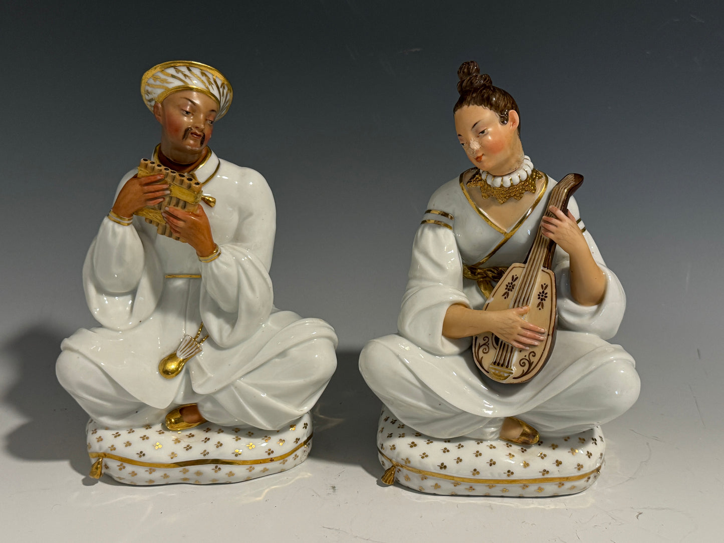 A Pair of Jacob Petit Porcelain Figural Scent Bottles c1840