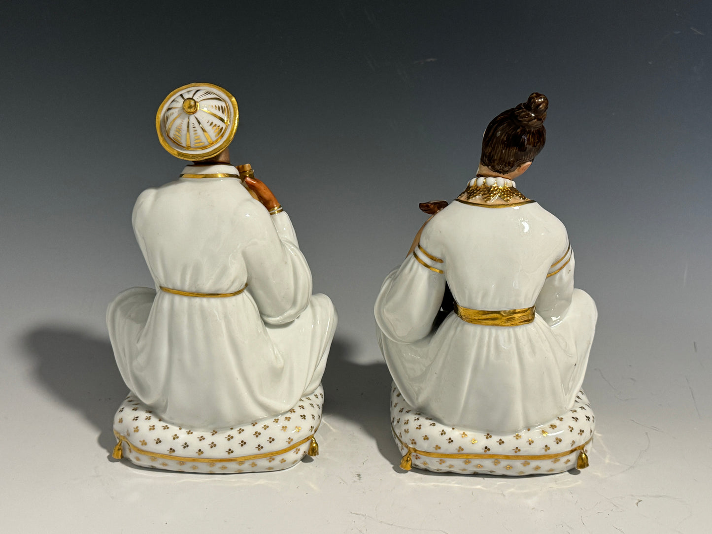A Pair of Jacob Petit Porcelain Figural Scent Bottles c1840
