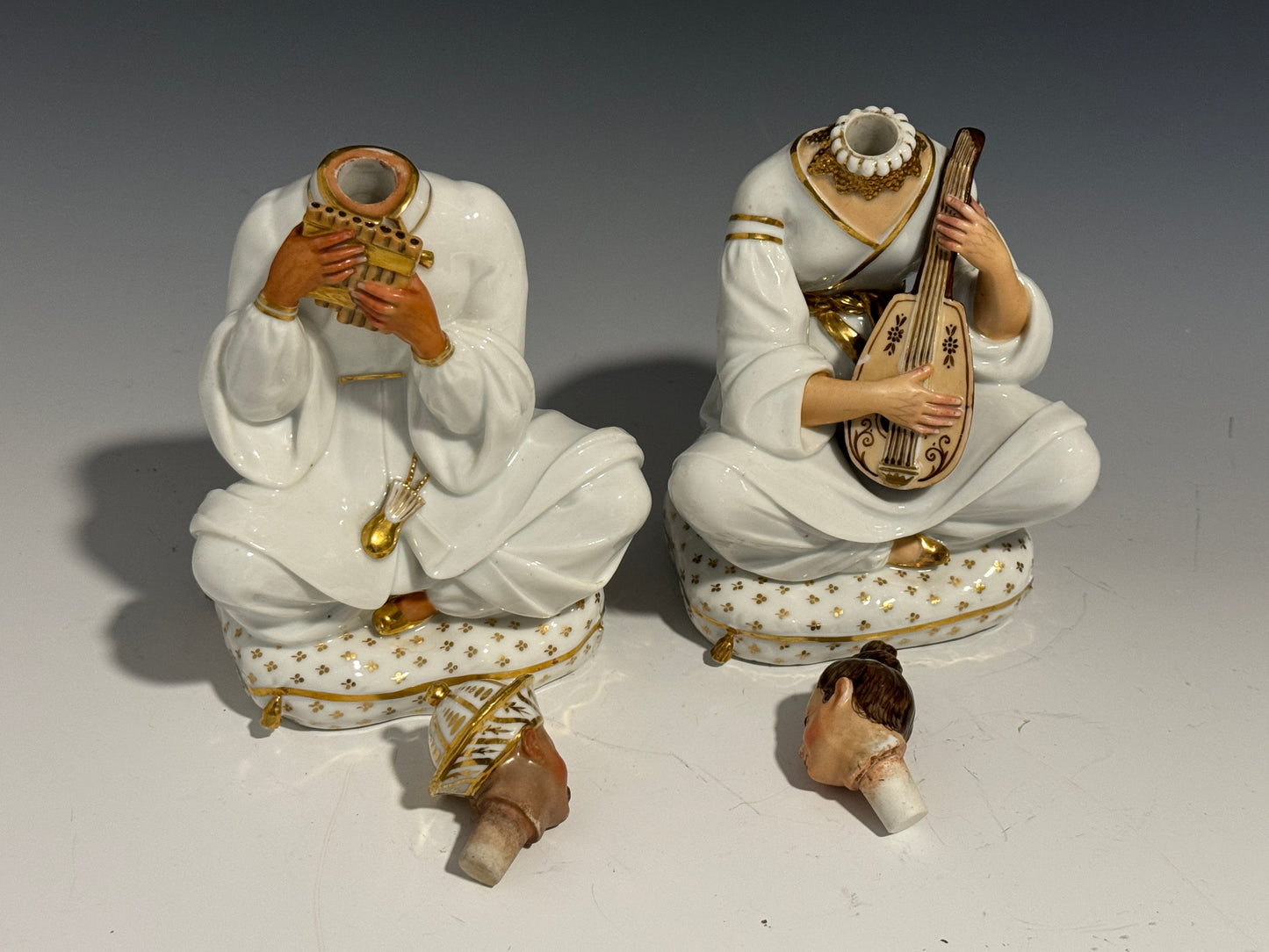 A Pair of Jacob Petit Porcelain Figural Scent Bottles c1840
