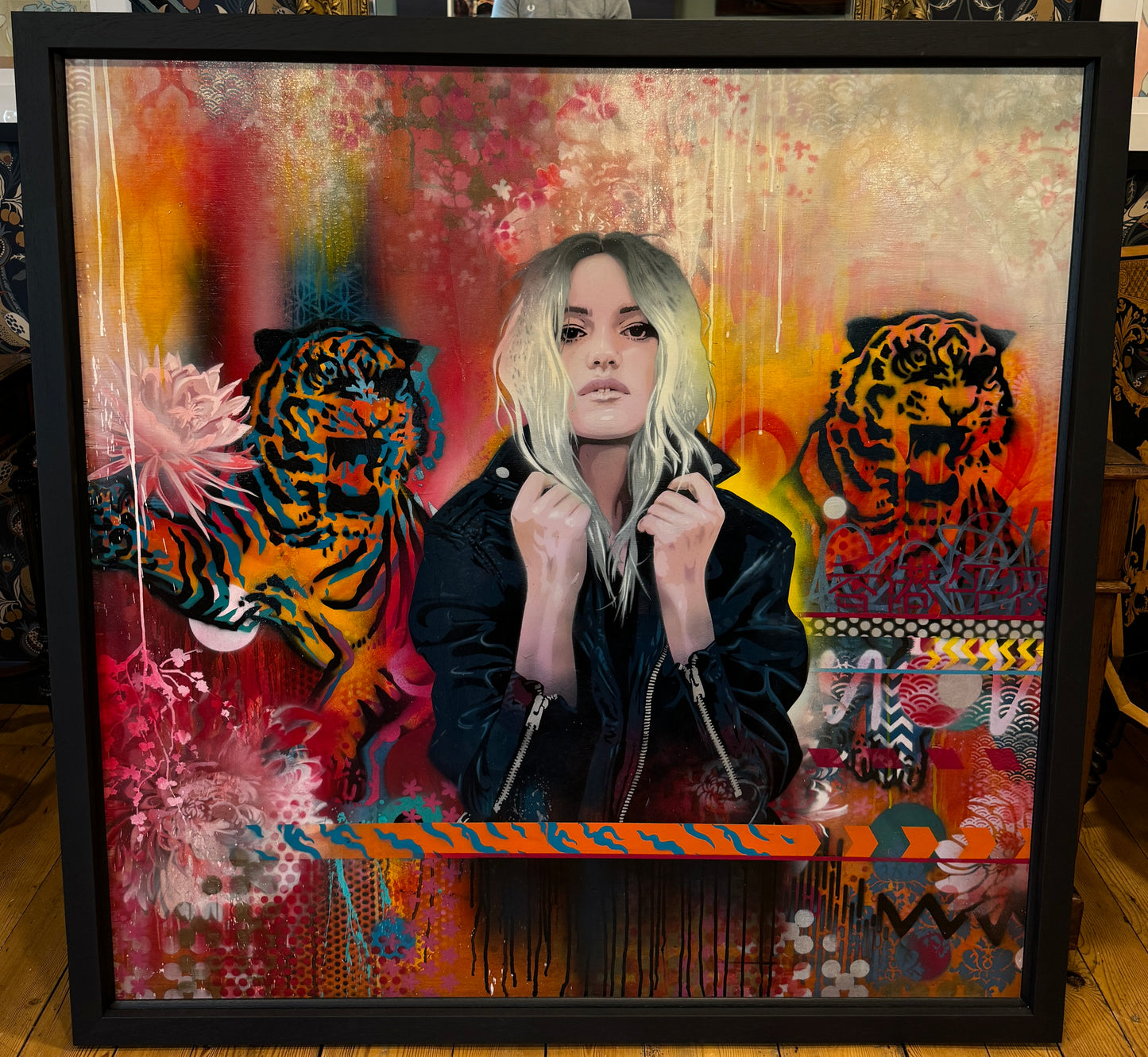 TROIKA (Eva Rucki, Conny Freyer and Sebastian Noel) 'TIGER EYES' Original Oil on Board