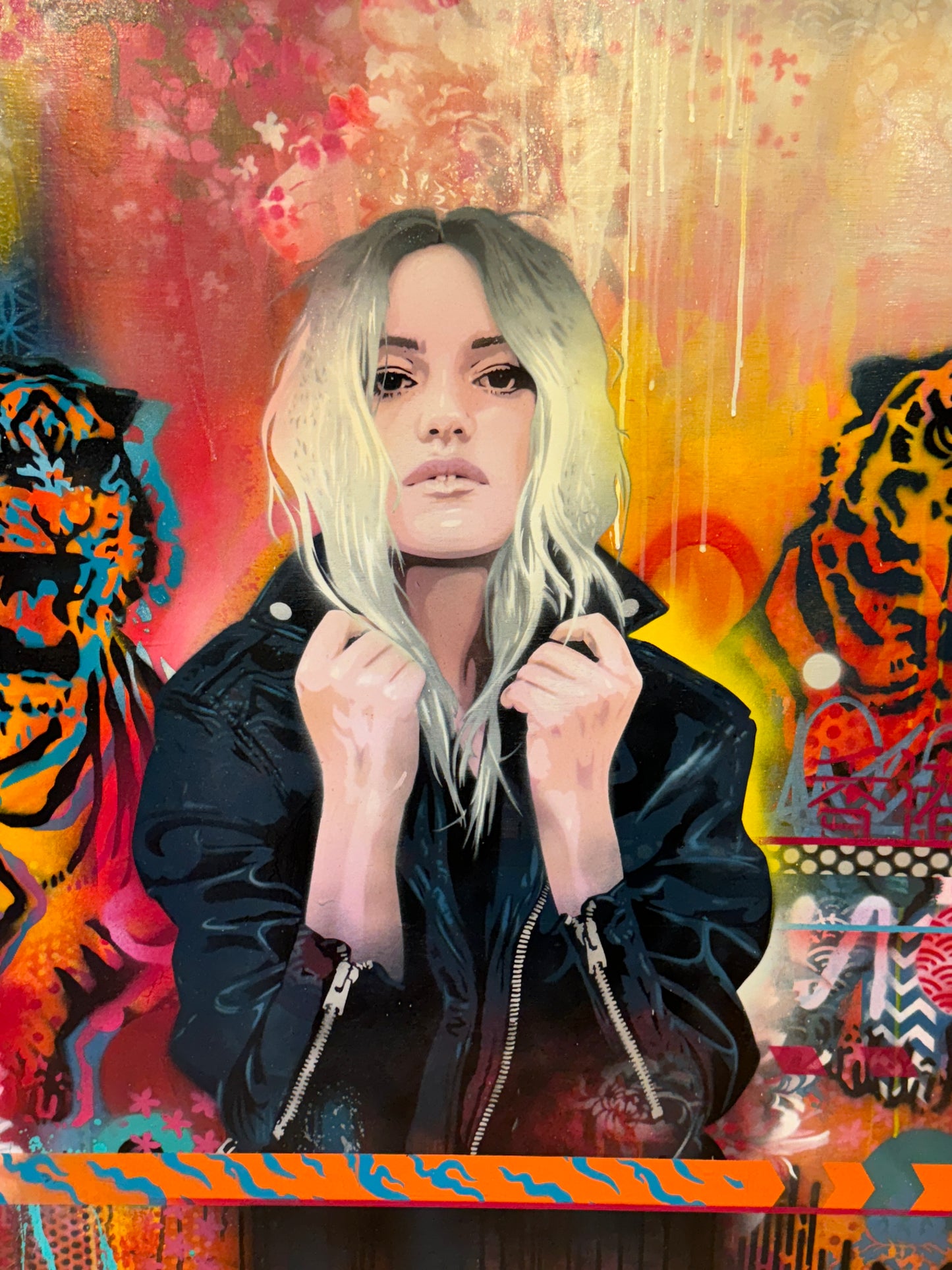 TROIKA (Eva Rucki, Conny Freyer and Sebastian Noel) 'TIGER EYES' Original Oil on Board