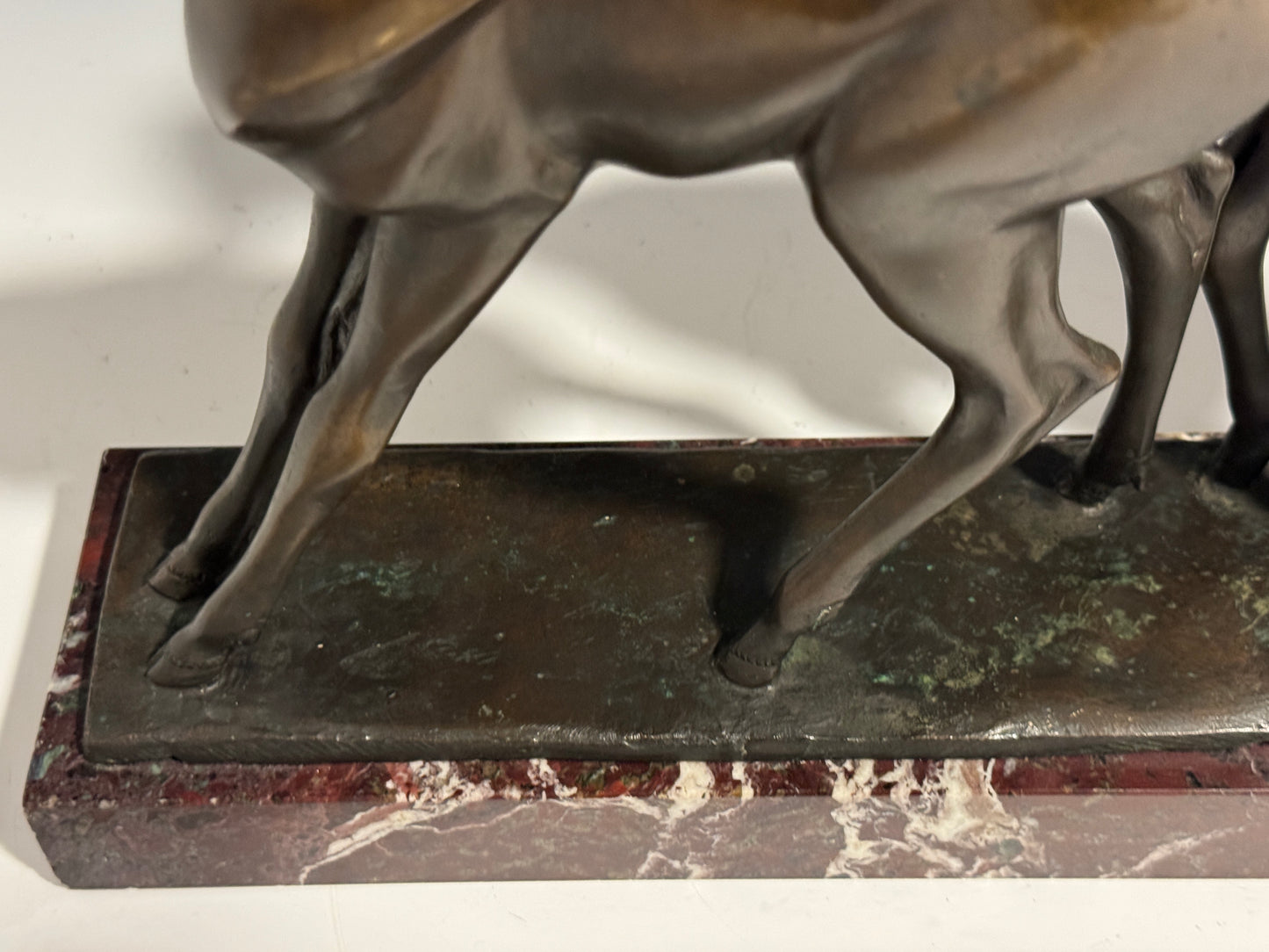 Art Deco Bronze of Two Fawns on Marble Base signed F Martini