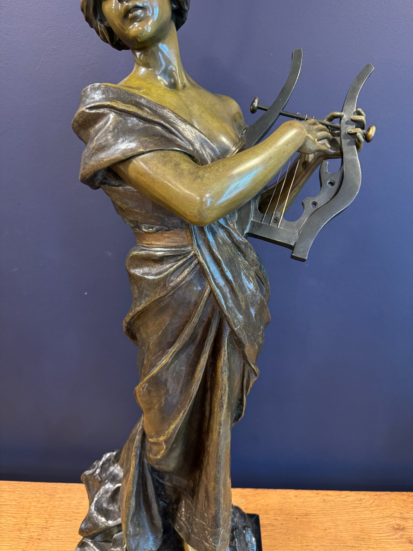 Large Antique Art Nouveau Bronze Figurine Lamp Sapho Signed E Villanis c1890