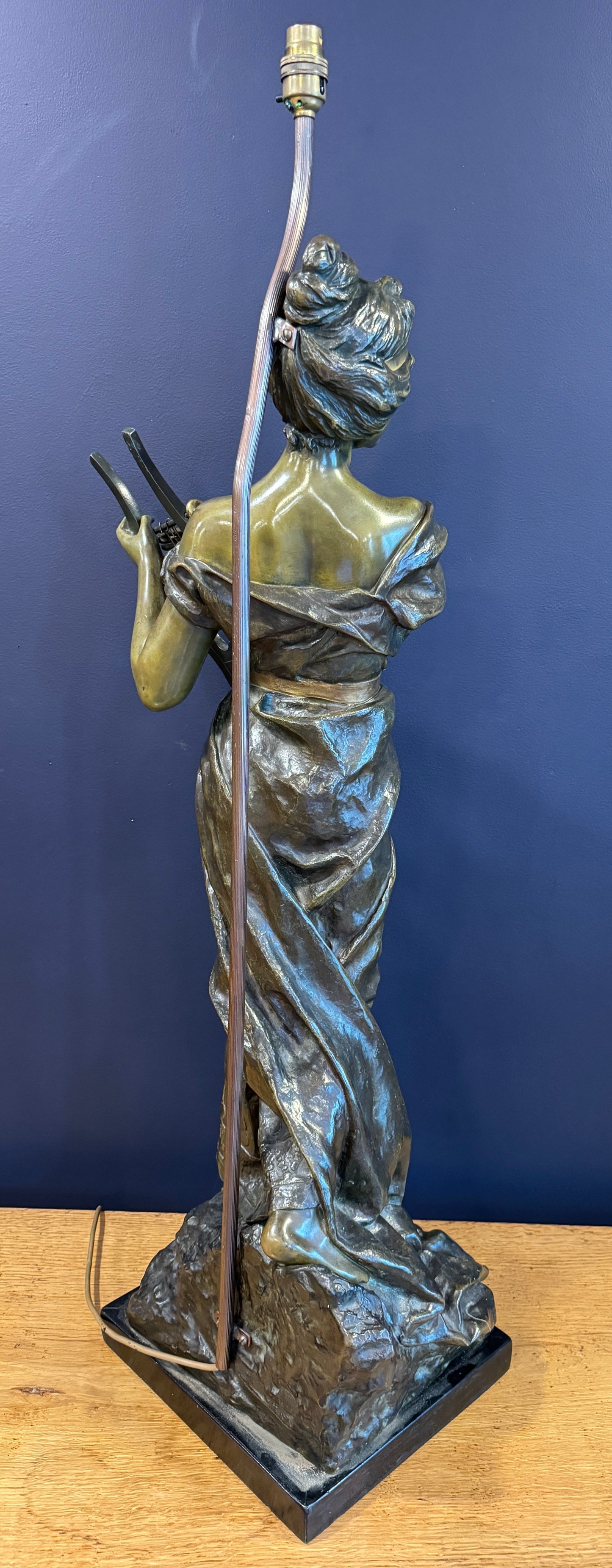 Large Antique Art Nouveau Bronze Figurine Lamp Sapho Signed E Villanis c1890