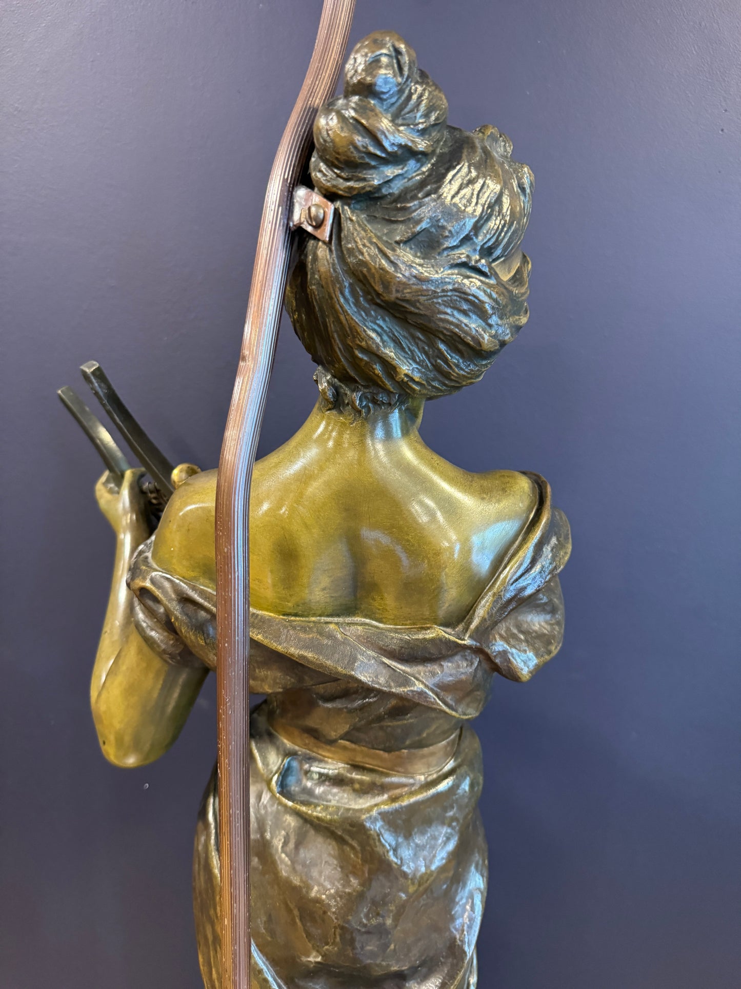Large Antique Art Nouveau Bronze Figurine Lamp Sapho Signed E Villanis c1890