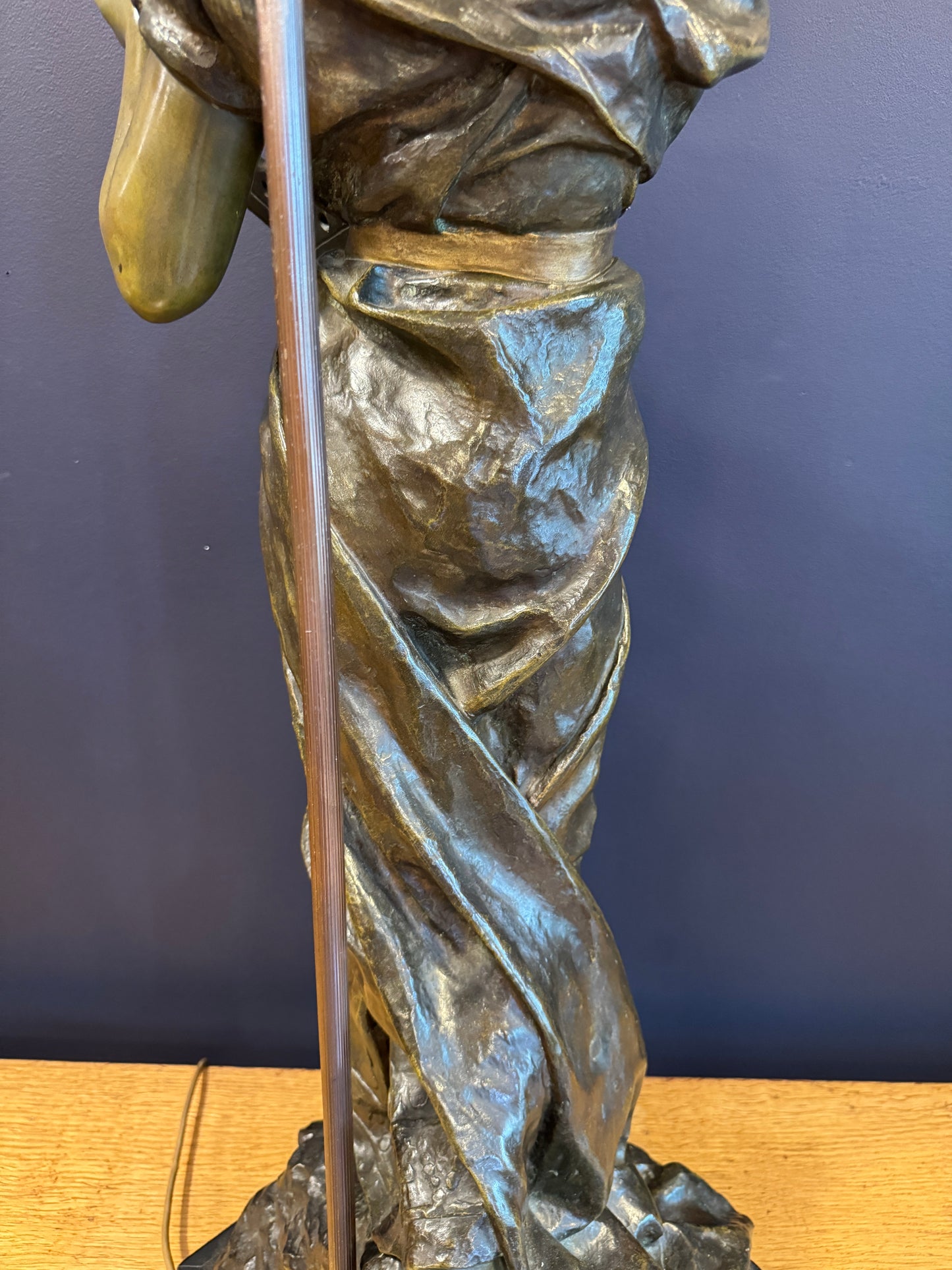 Large Antique Art Nouveau Bronze Figurine Lamp Sapho Signed E Villanis c1890
