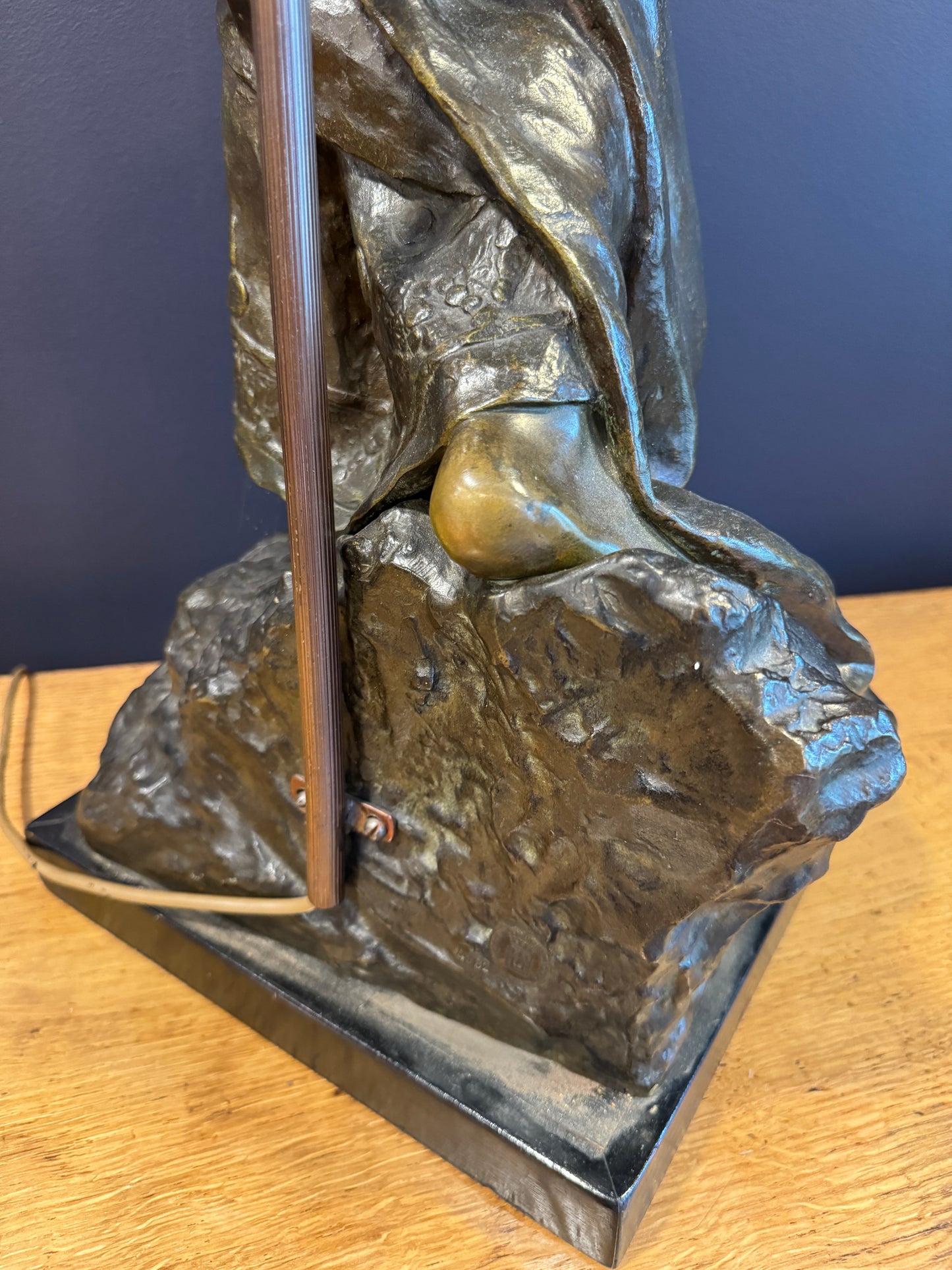 Large Antique Art Nouveau Bronze Figurine Lamp Sapho Signed E Villanis c1890