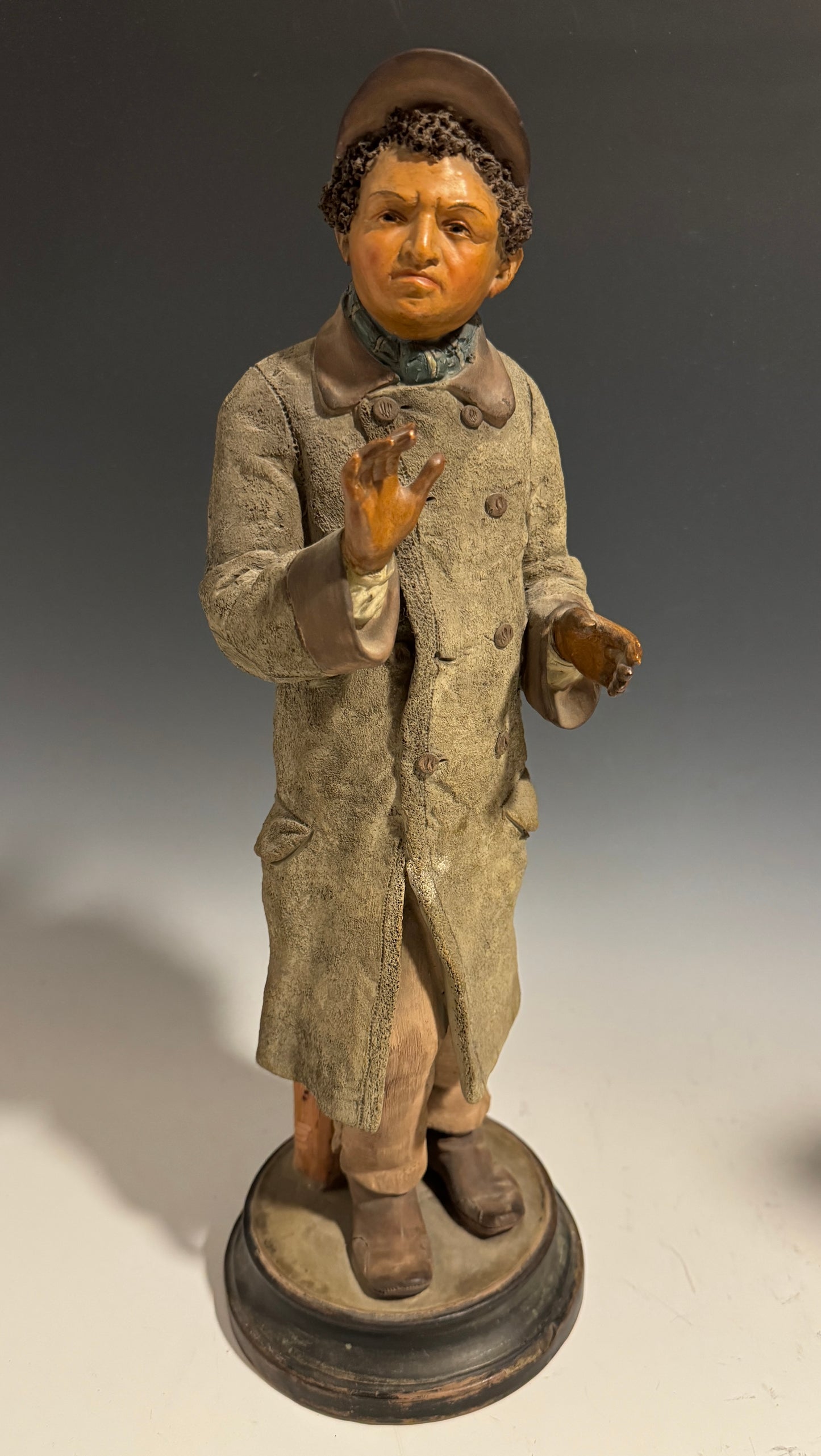 Very Rare Pair of Painted Terracotta / Pottery Figures Jewish Fur Traders c1900